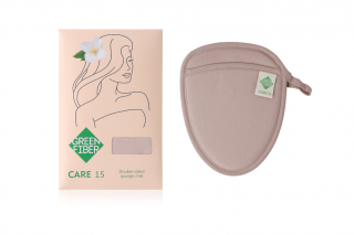 Green Fiber Care 15, Варежка-спонж двусторонняя бежевая